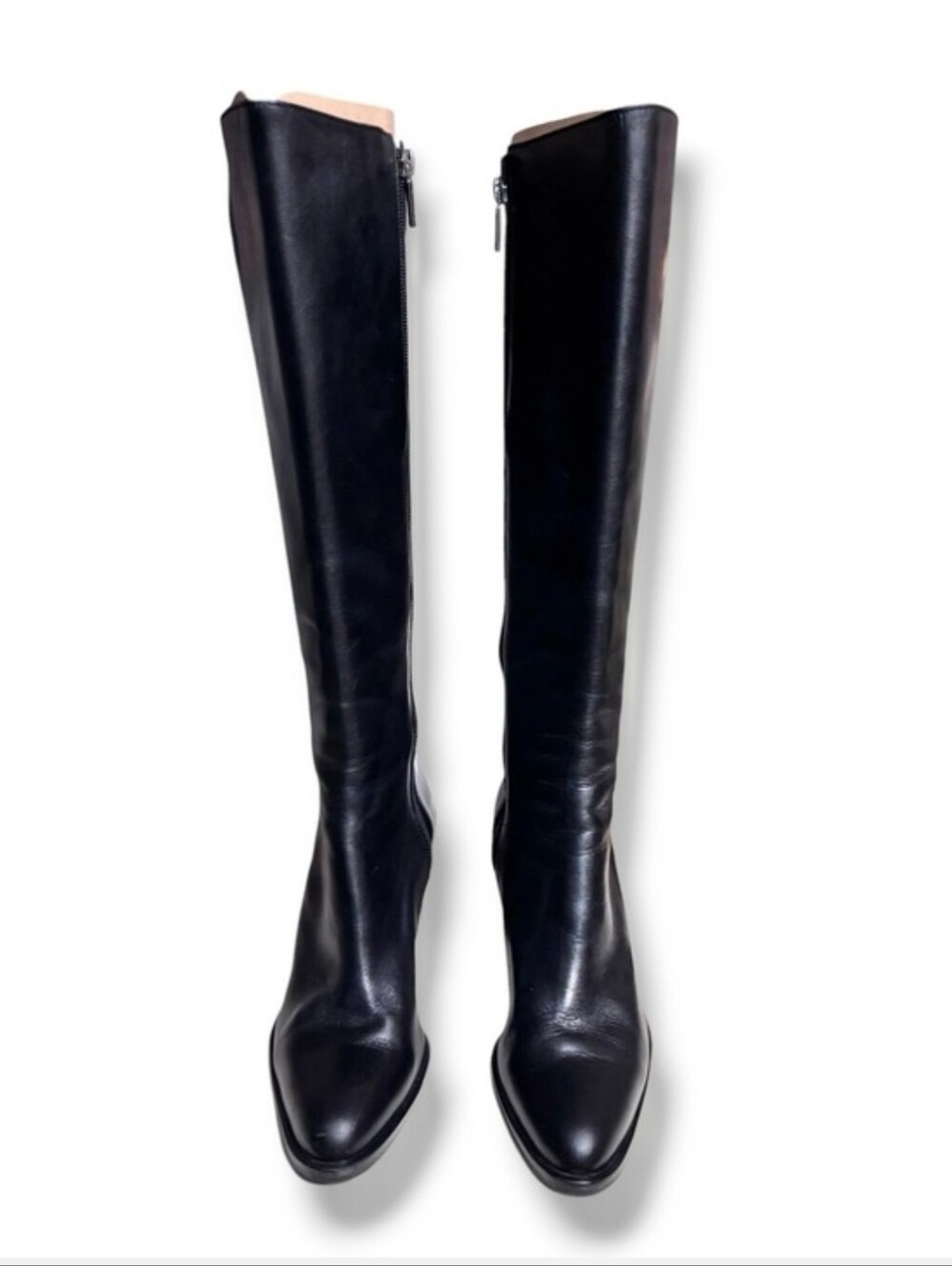 ENZO ANGIOLINI Black Leather Side Zip Block Heel Knee Boots Helmer Size 7.5 - Picture 9 of 9